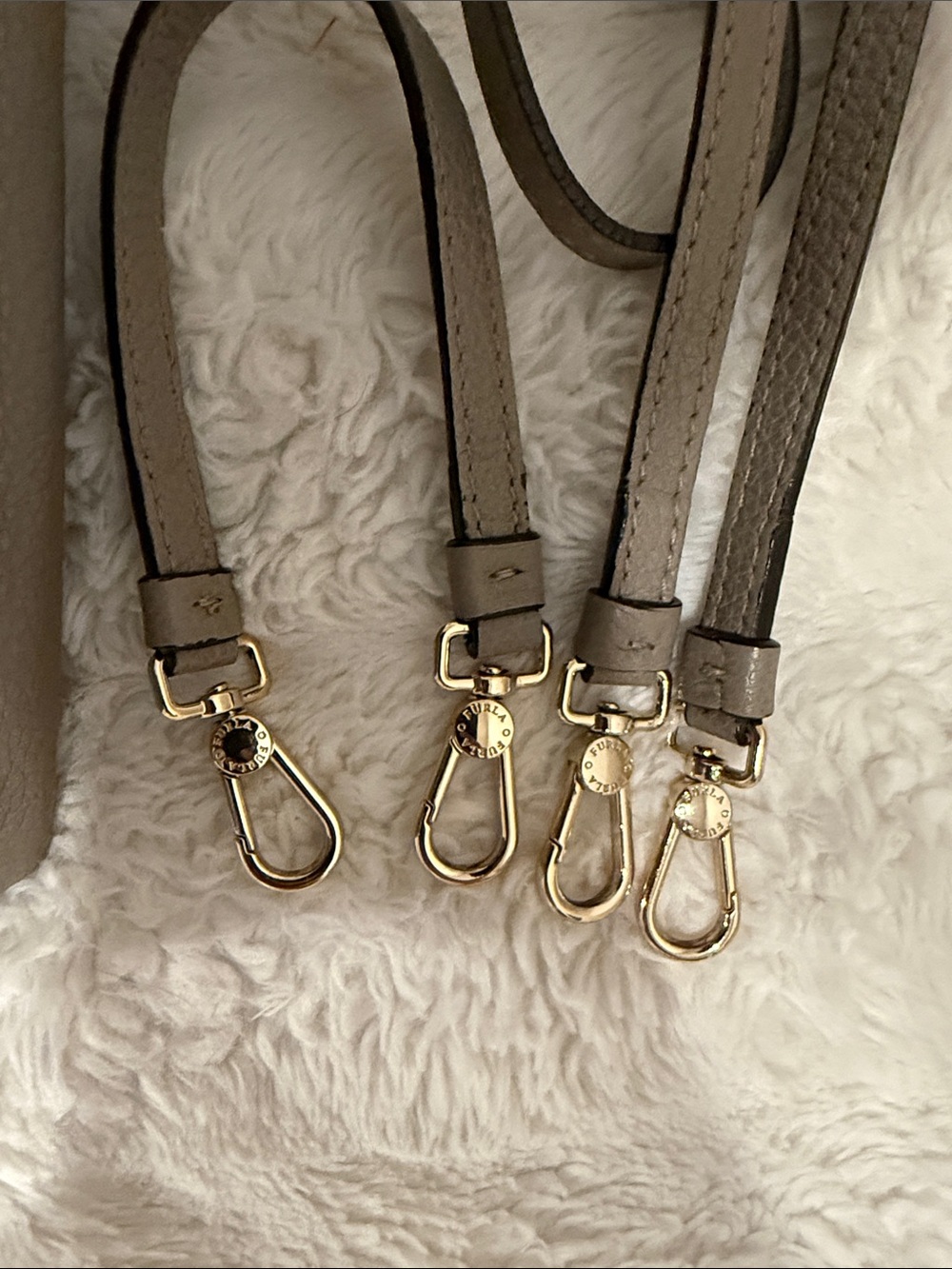 Furla Taupe Gray Pebbled Leather Crossbody with Gold Hardware - Picture 3 of 11